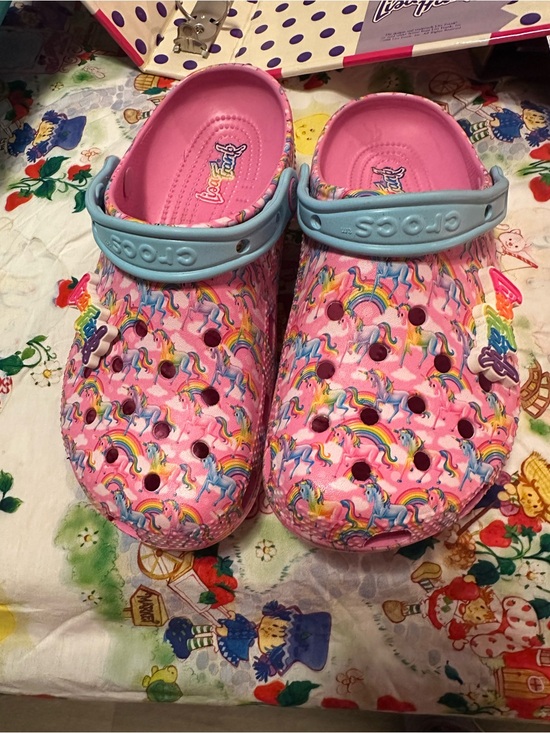 CROCS Shoes - CROCS Lisa Frank Pink Unicorn & Rainbow Clog with Light Blue Strap
